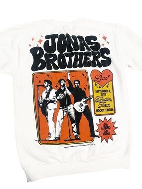 Jonas Brothers White Retro Tour Graphic Sweatshirt Size Small
